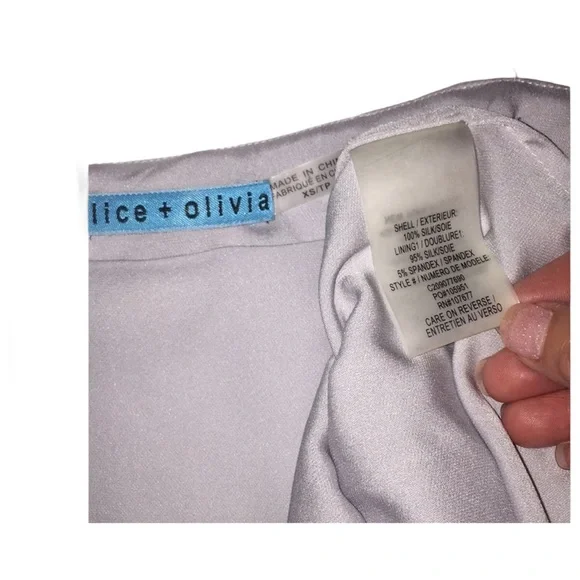 ALICE + OLIVIA DOLMAN BLOUSE KATIE GRAY SILK XS - Picture 7 of 8